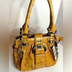 B. Makowsky Croc-Embossed Crema Oxford Satchel